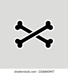 Bone icon. Crossed bones crosswise. Symbol of pirates and death. Isolated vector illustration on a gray background.
