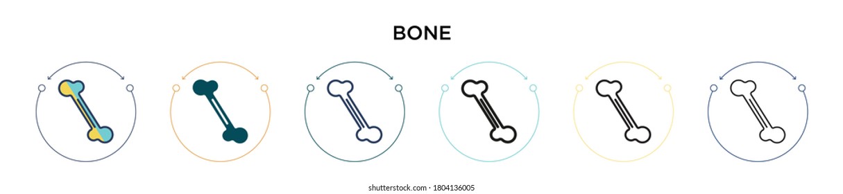 Bone icon in filled, thin line, outline and stroke style. Vector illustration of two colored and black bone vector icons designs can be used for mobile, ui, web