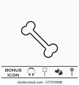 Bone icon flat. Black pictogram on white background. Vector illustration symbol and bonus button