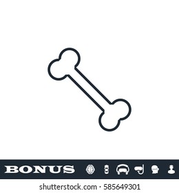Bone icon flat. Black pictogram on white background. Vector illustration symbol and bonus button