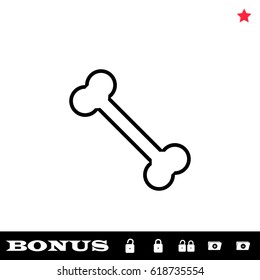 Bone icon flat. Black pictogram on white background. Vector illustration symbol and bonus button open and closed lock, folder, star