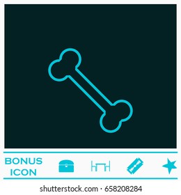 Bone icon flat. Blue pictogram on dark background. Vector illustration symbol and bonus icons