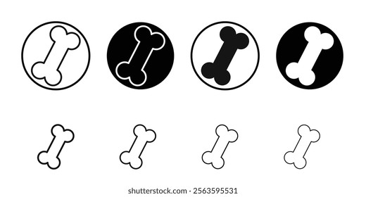 Bone icon Flat outline fill set collection