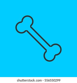 Bone icon flat. Simple vector black pictogram on blue background