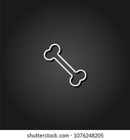 Bone icon flat. Simple White pictogram on black background with shadow. Vector illustration symbol