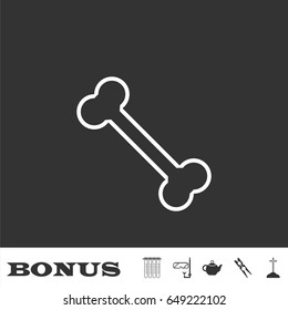 Bone icon flat. White pictogram on black background. Vector illustration symbol and bonus icons