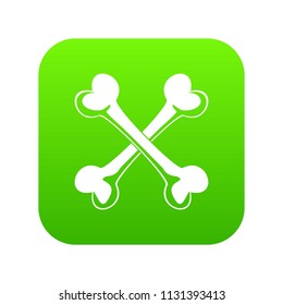Bone icon green vector isolated on white background