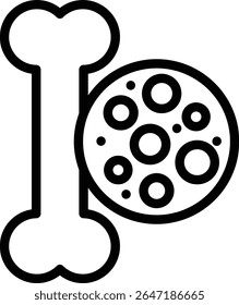 bone icon illustration design with outline, this is not made from any AI generation