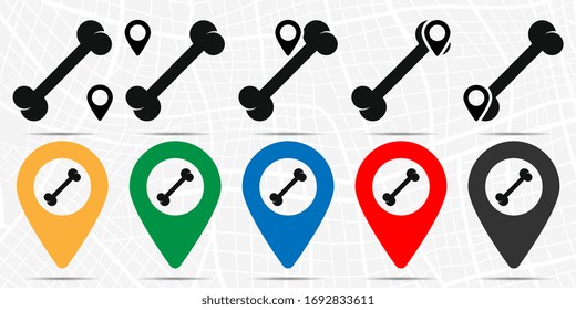 Bone icon in location set. Simple glyph, flat illustration element of halloween theme icons