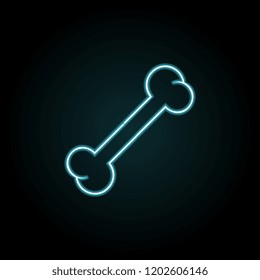 Bone icon in neon style. Simple outline vector of halloween set for UI and UX, website or mobile application