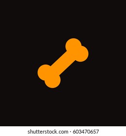Bone icon. Orange icon on black background