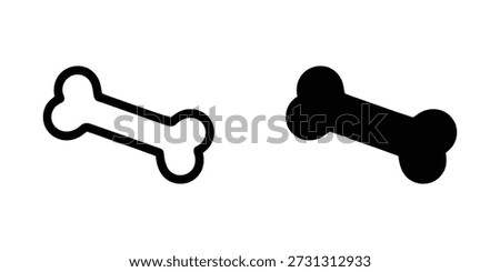 Bone Icon Set. Animal dog bone symbol in line and solid style vector illustration
