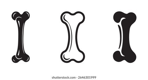 Bone icon set. Dog bone silhouette.