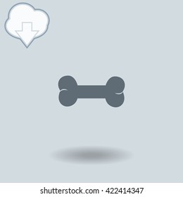 Bone icon with shadow. Cloud of download with arrow.
