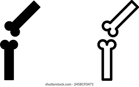 bone icon, sign, or symbol in glyph and line style isolated on transparent background. Vector illustration