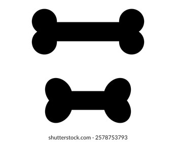 Bone icon. Simple dog bone treat silhouette