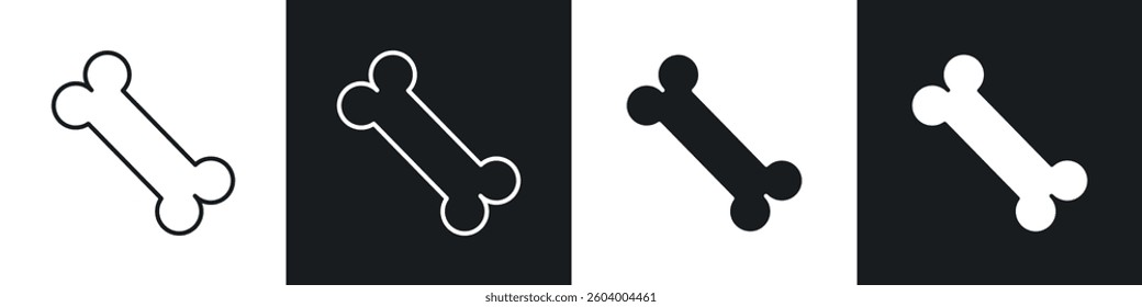 Bone icon symbol collection on white background.