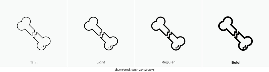 bone icon. Thin, Light Regular And Bold style design isolated on white background