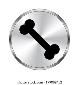 Bone icon - vector brushed metal button