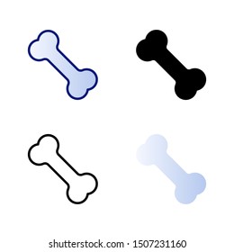 bone icon vector symbol illustration in four style glyph, line, flat and filled line