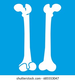 Bone icon white isolated on blue background vector illustration