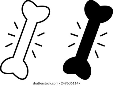 Bone Icons. Black and White Vector Icons. Dog's Favorite Treat. Pet Concept