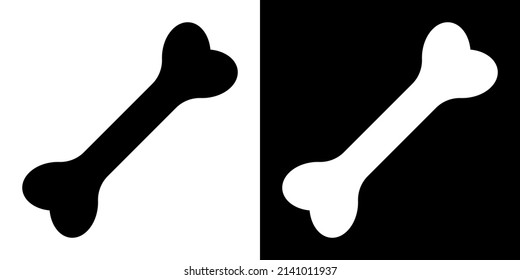 Bone icons. Dog food symbol. Two-tone version on black and white background