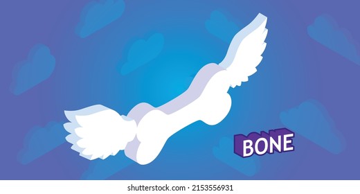 Bone isometric design icon. Vector web illustration. 3d colorful concept