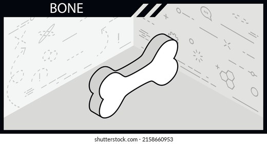 Bone isometric design icon. Vector web illustration. 3d colorful concept