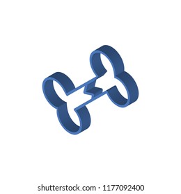 Bone isometric left top view 3D icon