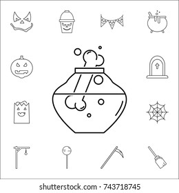 bone in a jar icon. Set of Halloween icons on white background