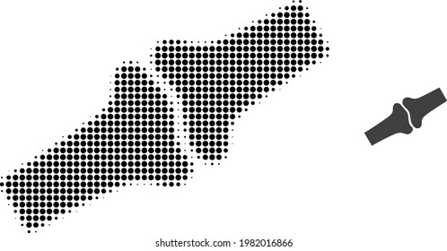 Bone Joint Halftone Dot Icon Illustration. Halftone Array Contains Round Points. Vector Illustration Of Bone Joint Icon On A White Background. Flat Abstraction For Bone Joint Symbol.