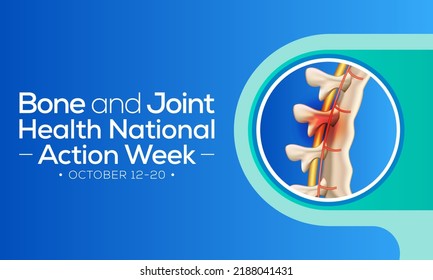 Bone and Joint health national action week is observed every year in October, with activities focused on disorders including arthritis, back pain, trauma, pediatric conditions, and osteoporosis.