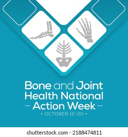Bone and Joint health national action week is observed every year in October, with activities focused on disorders including arthritis, back pain, trauma, pediatric conditions, and osteoporosis.