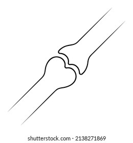 Bone joint icon, articular connection bones for body movement
