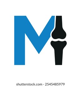 Bone Joint Logo combine with letter M vector template