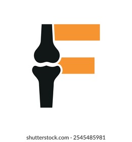 Bone Joint Logo combine with letter F vector template