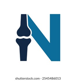 Bone Joint Logo combine with letter N vector template