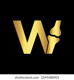 O logotipo da união óssea combina-se com o modelo de vetor da letra W