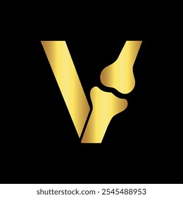 Bone Joint Logo combine with letter V vector template