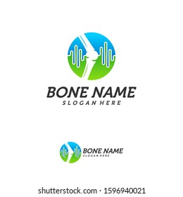 Bone Joint Pulse Logo Design Inspiration, Bone Health logo design concept, Bone Treatment logo template vector, Creative icon