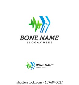 Bone Joint Pulse Logo Design Inspiration, Bone Health logo design concept, Bone Treatment logo template vector, Creative icon