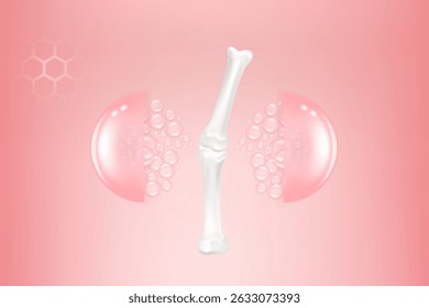 Bone and joint solutions ad, pink collagen with cosmetic advertising background ready to use, illustration vector.