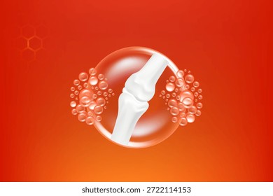 Bone and joint solutions ad, red collagen with cosmetic advertising background ready to use, illustration vector.