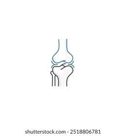 Knochengelenk.Human Knee Knochen Joint Line Symbol. Gliederungssymbol für Knochen. Orthopädische Gesundheit. Lineares Piktogramm des Anatomie-Bein-Skeletts. Arthritis, Osteoporose Krankheit Vektorbild.