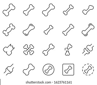 Bone line icon set. Collection of vector symbol in trendy flat style on white background. Bone sings for design.