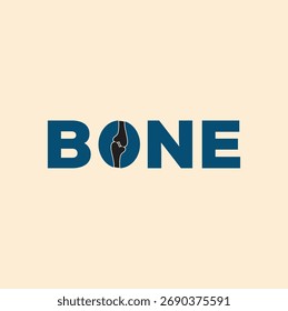 Entwurf des Knochenlogos, Typografie-Textschriftart, grafische Vektorvorlage, Wortmarke, Knochenkonzept