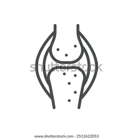 Bone Loss Icon. Simple Line Illustration of a Knee Joint with Dots, Representing Osteoporosis and Decreased Bone Density.