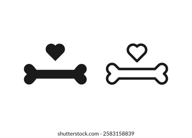 bone and love dog icon isolated