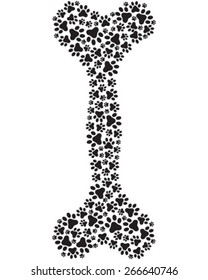 Bone made of footprints of dog and cat, wallpaper, vector